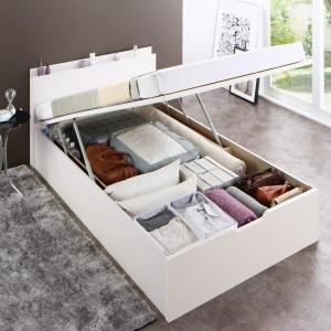 樂天商城 - お客様組立 国産跳ね上げ収納ベッド ホワイト 薄型プレミアムボンネルコイルマットレス付き 縦開き シングル 深さレギュラー