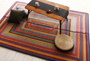 樂天商城 - 自然素材ラグ 純国産ラインデザインい草ラグ 裏地あり 140×200cm