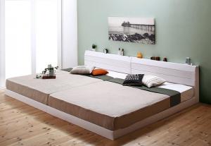 樂天商城 - 親子で寝られる棚・コンセント付きレザー連結ベッド 国産ボンネルコイルマットレス付き ワイドK260(SD+D)