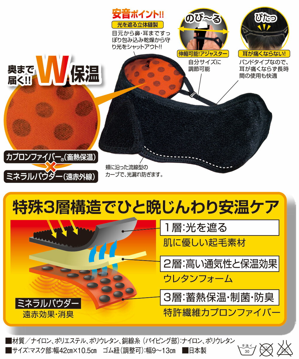 【期間限定☆全品送料無料】目鼻耳ぽか安温マスク（安温マスク）/安眠/目/鼻/耳/いびき/快適/遮光/防音 　LHM-002 【送料無料】【RCP】 セレクトショップCANDY　楽天　マスク　在庫あり