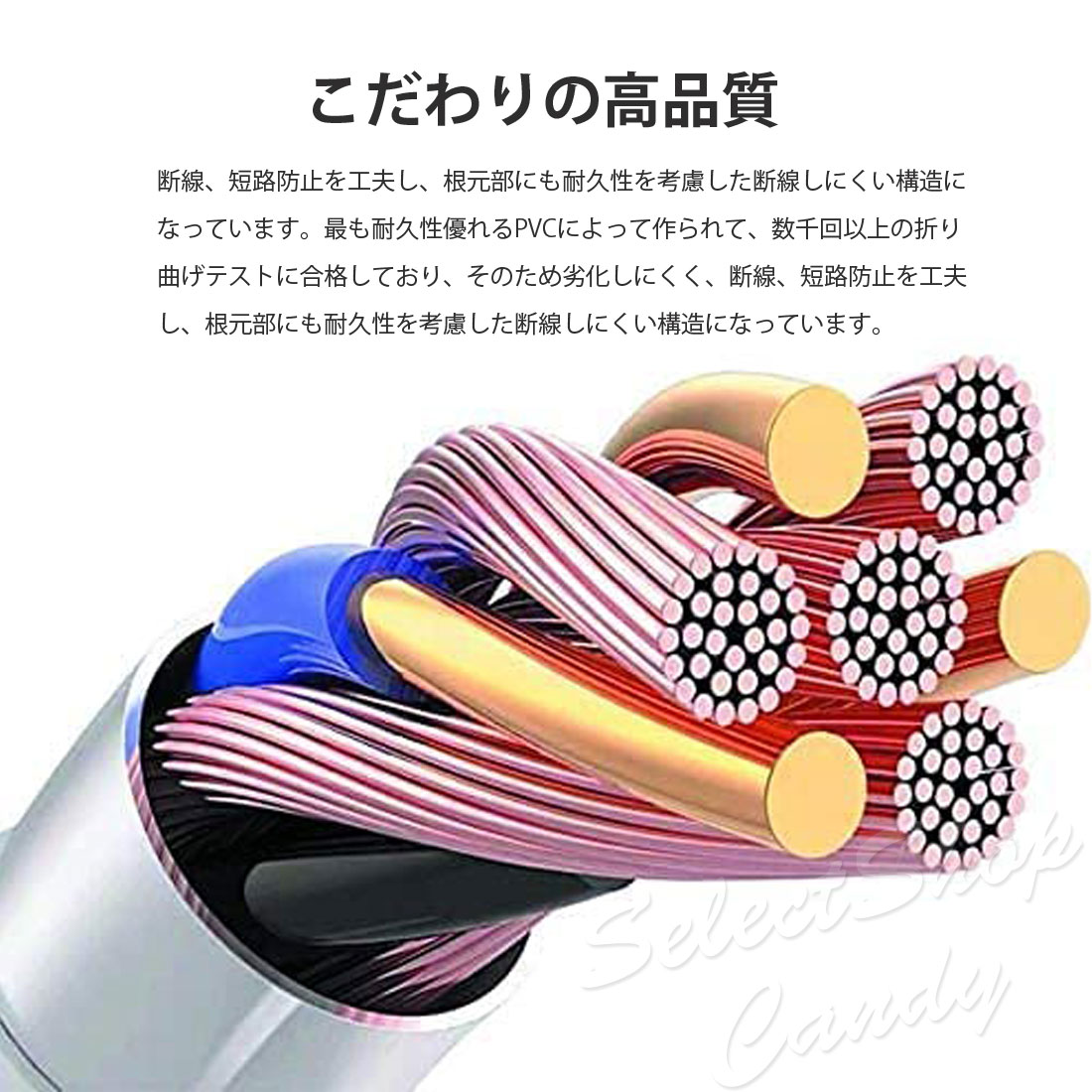 Type-Cケーブル 1.5m ロングブッシュ 丈夫でしなやか 曲げに強いケーブル 充電 データ転送 オズマ UD-ST3CSS150W