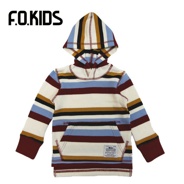 Rakuten - エフオーキッズ【F.O.KIDS】フード付きサーマルボーダーTシャツ(ワインレッド）￥2300→￥1840（税抜）