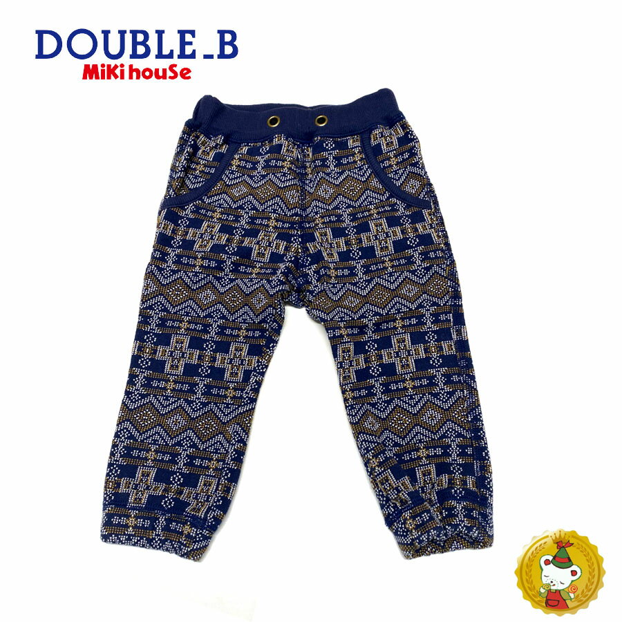 【40％OFFセール】ダブルB（Double.B）幾何学模様のスエットパンツ（紺）（80）男の子