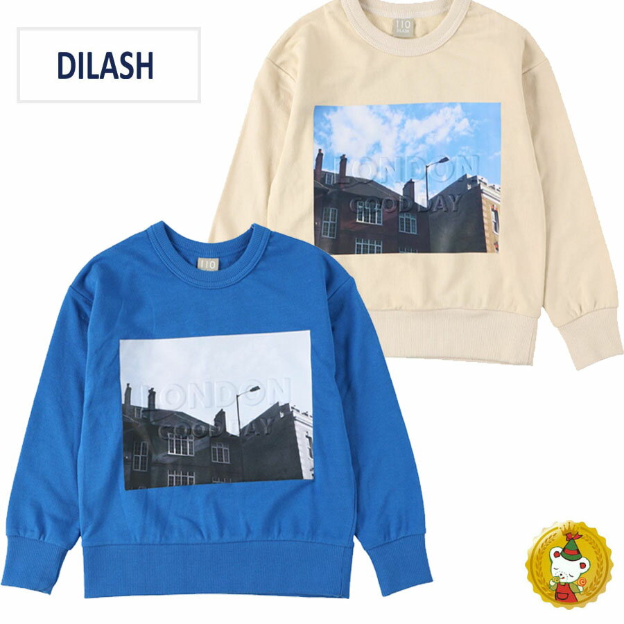 30％OFFセール・ディラッシュ DILASH /　ロンドンphoto転写プリント　トレーナー　(80cm-130cm）/キッズ・ジュニア・子供服