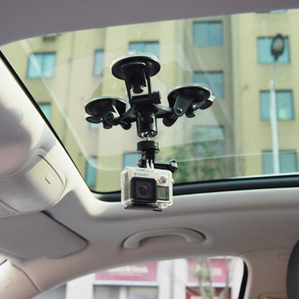 ★[送料無料]3つの大きな吸盤が特徴的なカメラマウントシステム 360度撮影可能吸盤スタンドホルダー 1/4インチネジ仕様 デジタルカメラ ビデオカメラ利用可能 ボールジョイントで最適な撮影位置を確保 GoPro HERO3/4 ビデオ撮影 動画撮影 吸着 車載カメラ ロケハン 旅番組