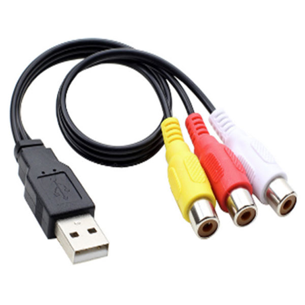 Rakuten - [送料無料] USB to 3RCA 変換ケーブル USB-A オス 3RCA メス AVコンバータ 赤 白 黄 音声 映像 出力 変換 ケーブル ビデオカメラ テレビ パソコン 接続 互換品 汎用パーツ ブラック