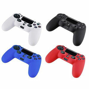 送料無料 SONY PS4コントローラー用保護シリコンケースカバー 全4色(ブラック黒色/ホワイト白色/ブルー青色/レッド赤色) Playstation4 ソニー プレステ4 周辺機器 汚れ防止 操作機本体保護