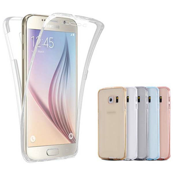 Rakuten - [送料無料][Galaxy S6 edge (SC-04G docomo/SCV31 au)]ケース [ソフトクリアケース 全面保護 前面と背面カバー]スマートフォン保護カバーケース 360度保護 TPU フルカバーケース シンプル[前面背面薄斑点極小ドット模様ありクリアー素材]