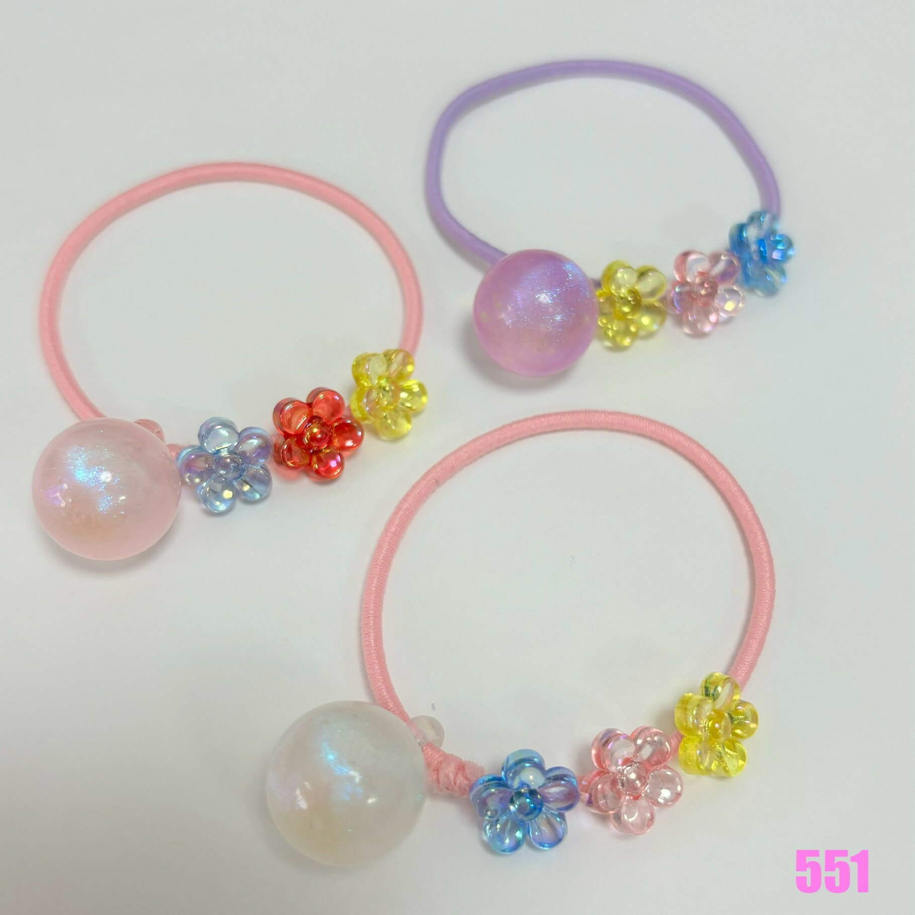 ヘアゴム ヘアポニー ヘアアクセサリー 髪飾り かわいい おしゃれ　お花　フラワー　ピンク　ホワイト　パープル　カラフル　春　夏