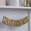 【GingerRay】ロンドンから届いたMERRY CHRISTMAS グリッターゴールド　ウッドガーランド　クリスマス　デコレーション