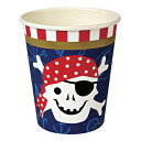 【Ahoy There Pirate】ペーパーカップ　パイレーツ　紙コップ12個セット　選べるフタ付き。