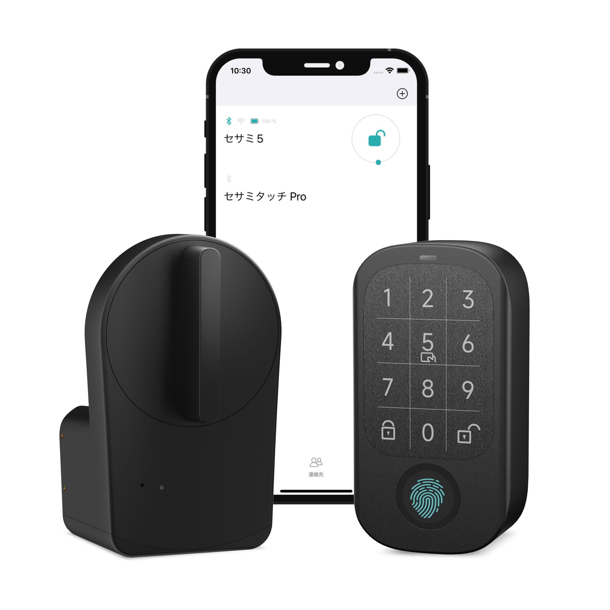 セサミ5＋セサミタッチプロ SESAME5 スマートロック lock 玄関 後付け 暗証番号 指紋認証パッド ICカード Suica PASMO 工事不要 Apple Watch
