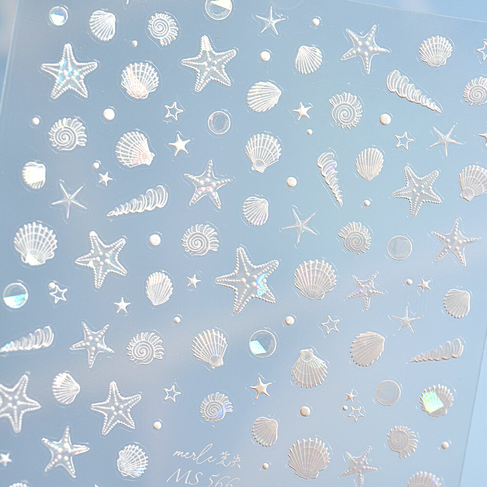 白い貝殻とヒトデのネイルシール 夏ネイル バダネイル ネイルステッカー 韓国ネイル