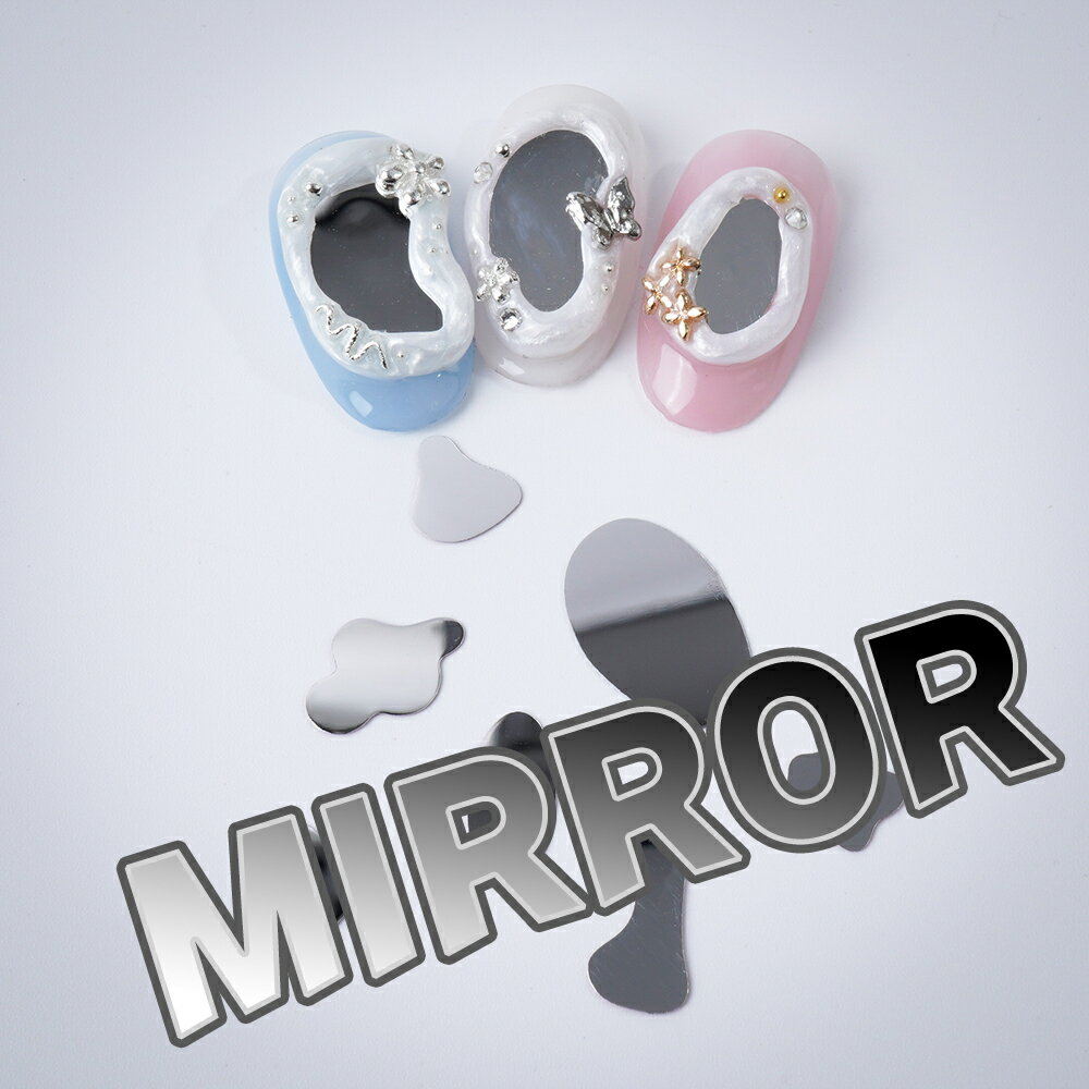 きれいに映る薄いミラーシール 簡単なネイル 韓国ネイル リボンネイル