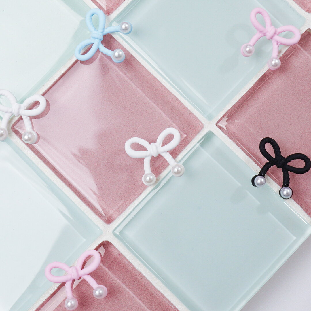 ちりん真珠カラーリボンパーツ 2個入り セット ネイル晋州女性らしいネイル 韓国ネイル 晋州ネイルアート