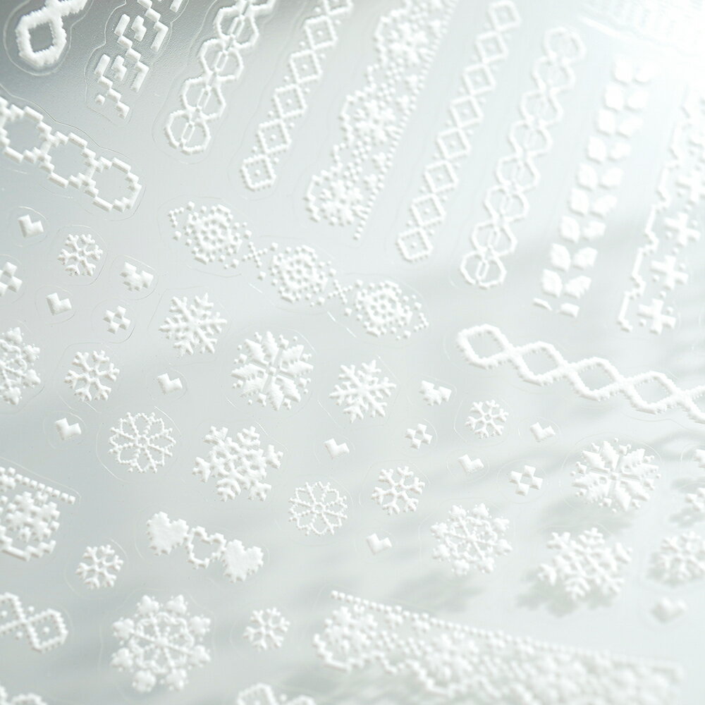 ホワイトピクセルノルディックパターンステッカー ネイルシール ジェルネイル ネイルアート材料 韓国ネ..