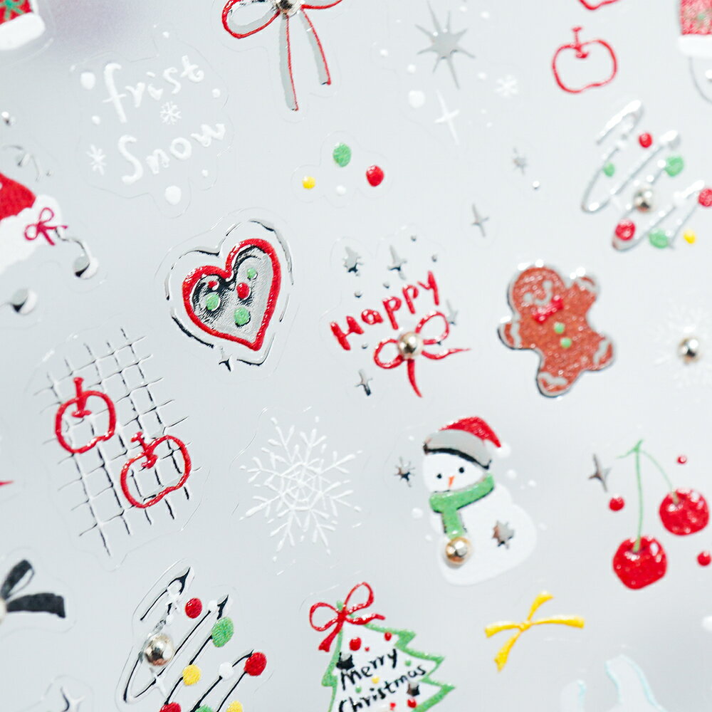 ジンジャーブラッドと雪だるまイラストステッカー ネイルシール ジェルネイル ネイルアート材料 韓国ネ..