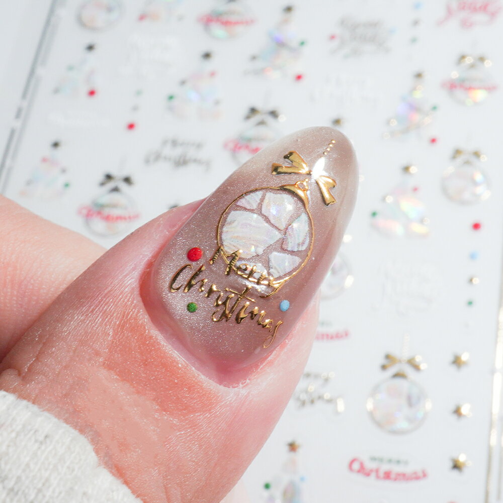 螺鈿クリスマスツリー＆オーナメントステッカー ネイルシール ジェルネイル ネイルアート材料 韓国ネイ..