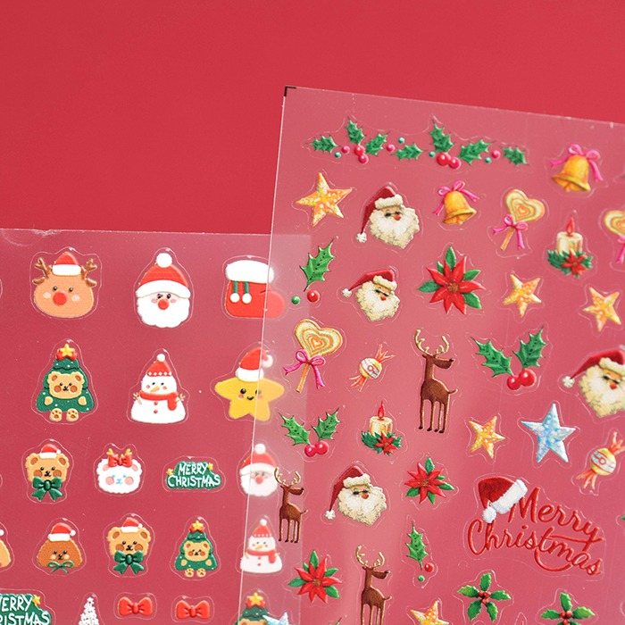 メリー クリスマス エンボスシール 4タイプ ネイルシール ネイルアート セルフネイル 韓国ネイル