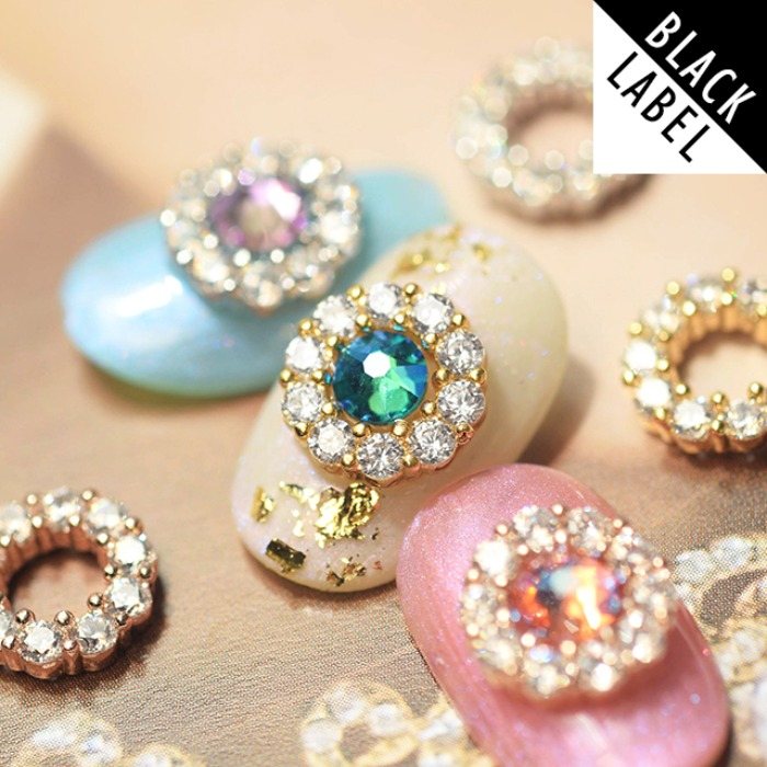 【高品質】セルフプロデュース 宝石リース ラウンドパーツ (3色) ネイルパーツ デコパーツ ネイルアート 韓国ネイル
