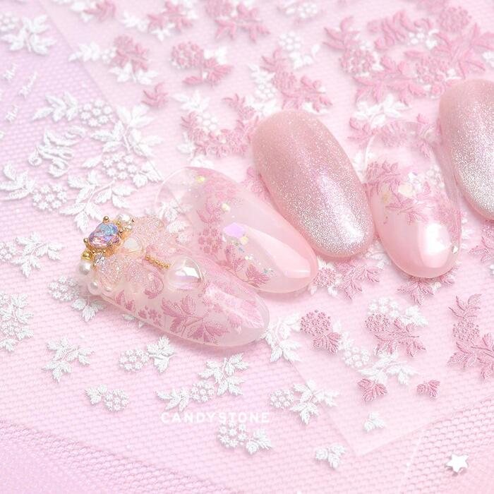 カラフル ガーデン エンボスシール ネイルシール ネイルアート セルフネイル 韓国...