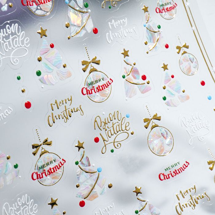 螺鈿クリスマスツリー＆オーナメントステッカー ネイルシール ネイルアート セルフ...