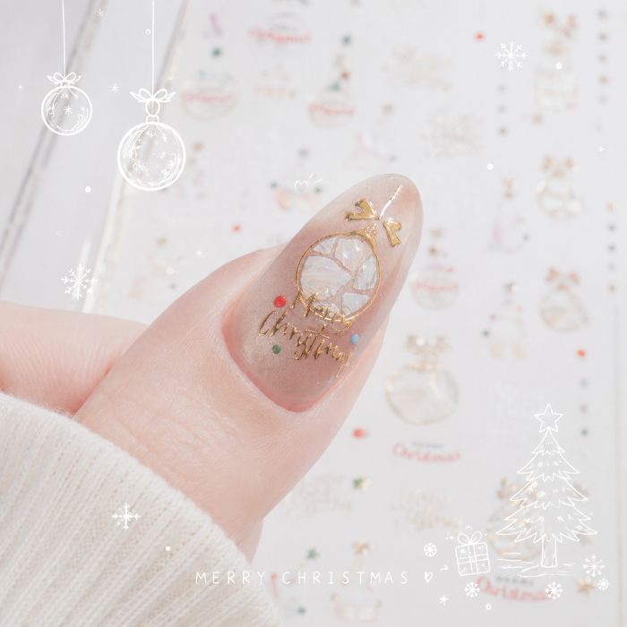 螺鈿クリスマスツリー＆オーナメントステッカー ネイルシール ネイルアート セルフ...