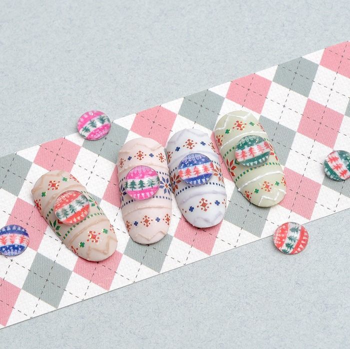 ノルディックパターン クリスマスボールパーツ 2ヶ入 ネイルパーツ デコパーツ ネイルアート 韓国ネイル