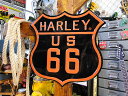 ハーレーダビッドソン ルート66 エンボス ティンサイン 看板 アメリカン雑貨 アメリカ雑貨 グッズ HARLEY DAVIDSON おしゃれ かっこいい バイ...