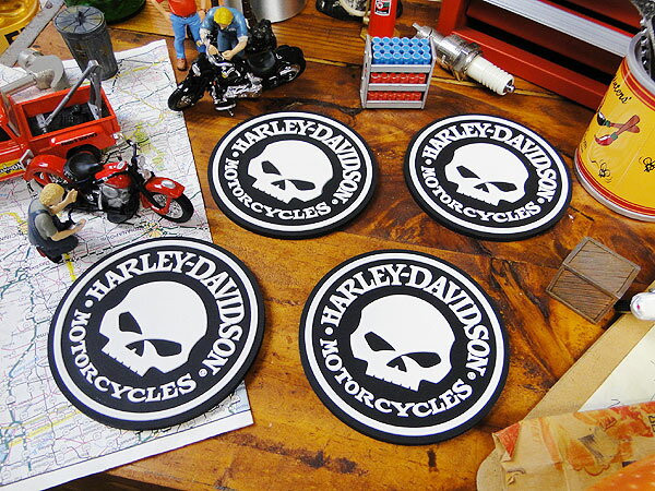ハーレーダビッドソン スカル コースター 4Pセット アメリカン雑貨 アメリカ雑貨 グッズ HARLEY DAVIDSON おしゃれ かっこいい バイク バイカ...