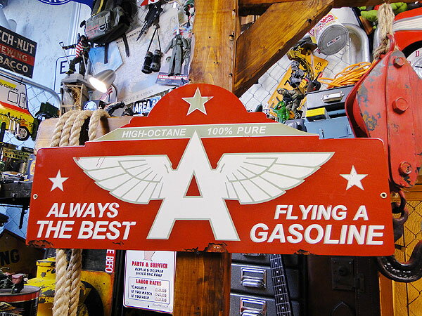 フライングエースガソリン　U.S.ヘヴィースチールサイン　看板　アメリカン雑貨　アメリカ雑貨　グッズ