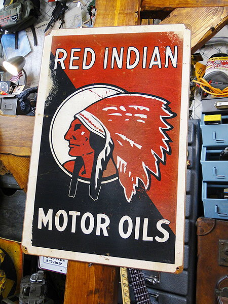 レッドインディアン　モーターオイル　U.S.ヘヴィースチールサイン
