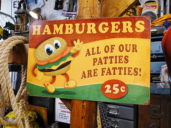 ファーストフードブラザーズ U.S.ヘヴィースチールサイン （ハンバーガー/レクタングル） 看板 アメリカン雑貨 アメリカ雑貨 グッズ