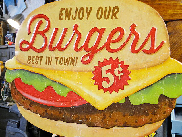 ハンバーガー　エンボス　ティンサイン　看板　アメリカン雑貨　アメリカ雑貨　グッズ 2