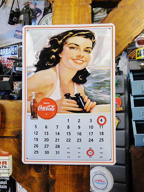 コカ・コーラ　3Dメタルサイン　コカ　コーラ　万年カレンダー