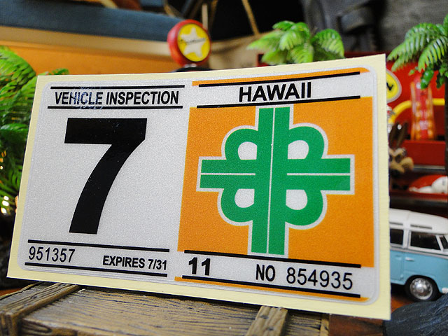 ハワイの車検バンパーステッカー　レプリカ　（7月）　アメリカン雑貨　アメリカ雑...