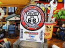 ルート66 ステッカー Sサイズ (チェッカーフラッグ/ラウンド) アメリカン雑貨 アメリカ雑貨 グッズ