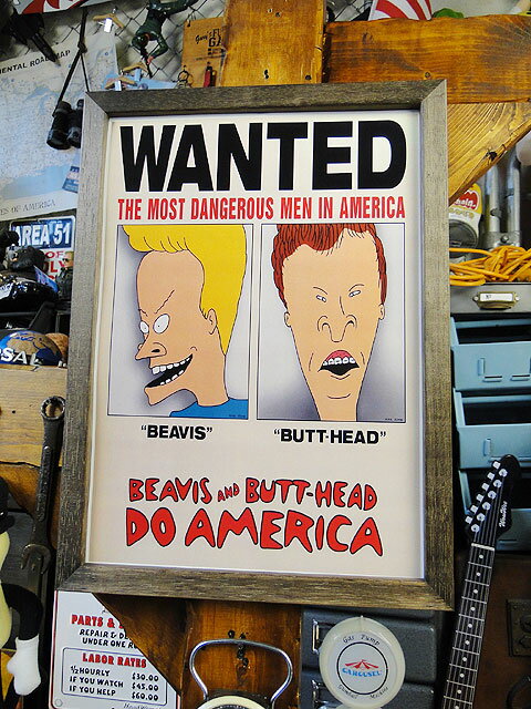 ポスターフレーム (ビーバス&バットヘッド/ウォンテッド/カラー) ポスター&木製フレームのセット アメリカン雑貨 アメリカ雑貨 グッズ