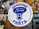 フォード ラウンド型 ブリキ看板 (GENUINE PARTS V8) アメリカン雑貨 アメリカ雑貨 グッズ