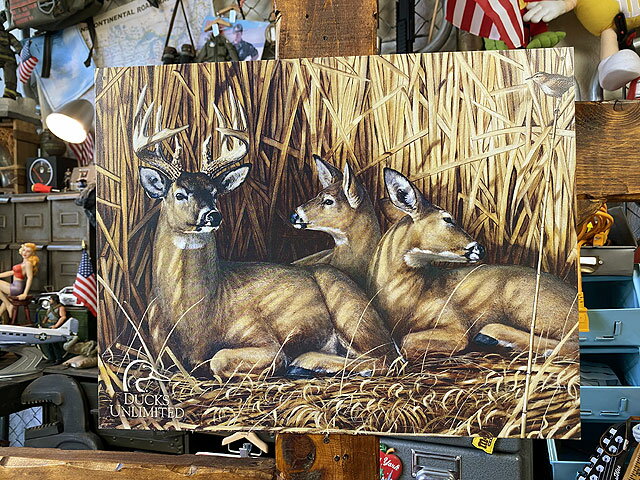 シカ　ブリキ看板　（The Hideaway）