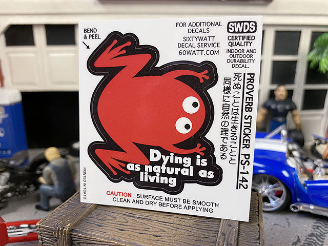コトワザステッカー　Sサイズ　（死ぬ事は生きる事と同様に自然の理である）　PS142　アメリカン雑貨　..