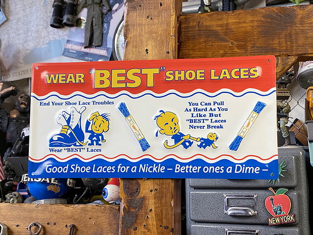 ベストシューレース　エンボスティンサイン　看板　アメリカン雑貨　アメリカ雑貨　グッズ