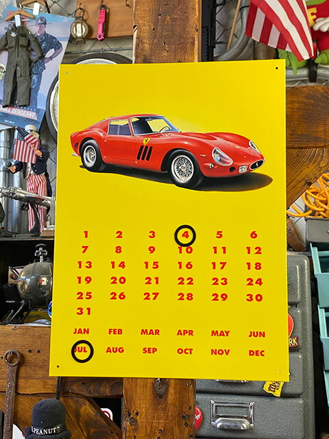 フェラーリ 250GTO ブリキ看板 （万年カレンダー）