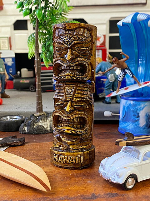 ハワイの神様ティキ　レジン製オブジェ　Sサイズ　（マネー/ウッディブラウン）