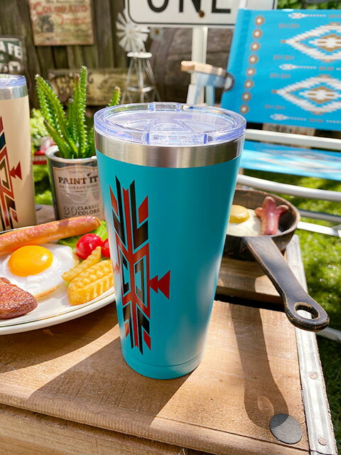 ネイティブパターン　ステンレスタンブラー　500ml　単品　（ターコイズ）　アメリカン雑貨　アメリカ..