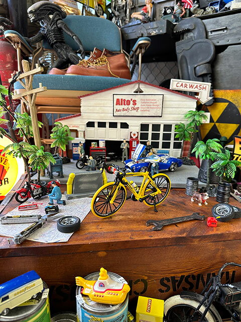 自転車　ロードバイク　ダイキャストミニカー　（イエロー）　アメリカン雑貨　ア...