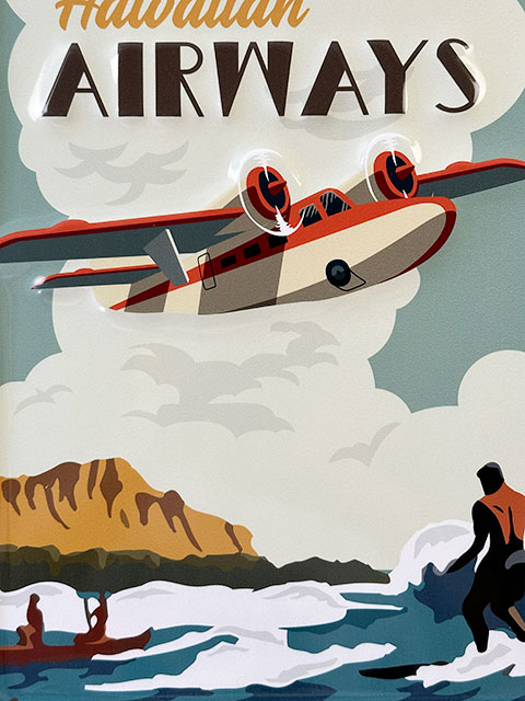 ハワイ　トラベルポスター　エンボスティンサイン　（エアーウェイズ）　看板　アメリカン雑貨　アメリカ雑貨　ハワイアン雑貨　ハワイ雑貨　ハワイグッズ　ハワイアングッズ　おしゃれ　ショップインテリア 2