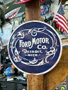 フォードモーターカンパニー ラウンド型ブリキ看板 (DETROIT) アメリカン雑貨 アメリカ雑貨 グッズ