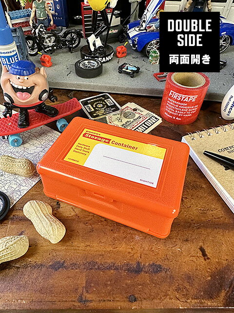 PENCO　ペンコ　ストレージコンテナ　両面開き　（オレンジ）　ダブルサイド　小物入れ　パーツケース..