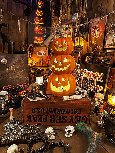 【即納】【在庫あり】パンプキンランタン　トリプルフェイス　50cm　（Lサイズ）　ハロウィン　ジャック・オ・ランタン　3連ランタン　カボチャ　オバケ　アメリカン雑貨　アメリカ雑貨　グッズ candytower-10052576 アメリカ雑貨通販キャンディタワー サンプル画像3